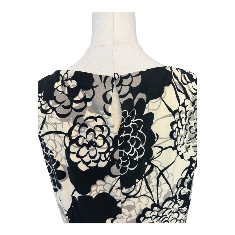 EUC JONES WEAR Black & Cream Floral Mid Length Dress Sz 14 + Flexees Shapewear - Picture 5 of 15